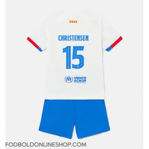 Barcelona Andreas Christensen #15 Udebane Trøje Børn 2023-24 Kortærmet (+ Korte bukser)